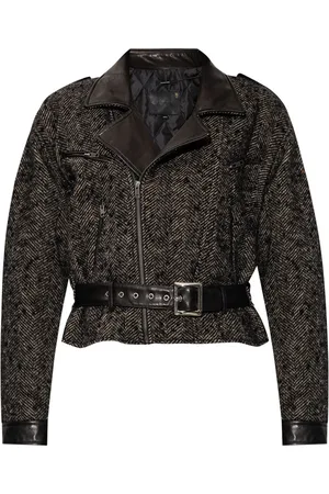 R13 Herringbone-pattern biker jacket