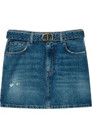 Twin-Set Logo-plaque denim skirt