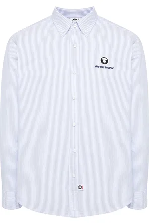 A Bathing Ape Logo-patch striped shirt