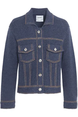 Barrie Contrast-stitch knitted jacket