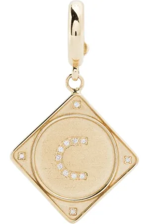Lauren Rubinski 14K yellow Mono Bruno Letter diamond pendant