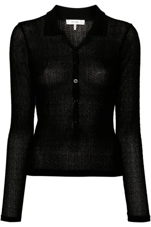 Frame Lace mesh polo top