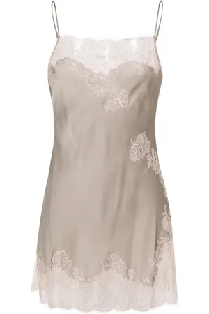 CARINE GILSON Lace-trim silk slip dress
