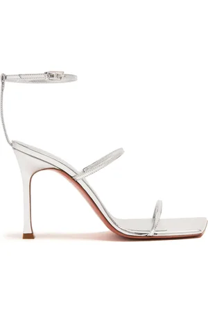 Amina Muaddi Maya 95mm metallic leather sandals