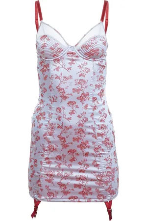 FLEUR DU MAL Bebe rose-jacquard slip dress