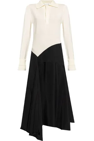 Victoria Beckham Two-tone asymmetric midi dress