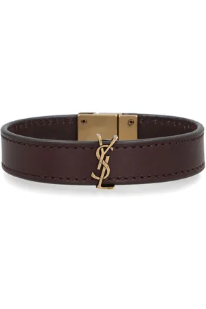 Saint Laurent Logo-plaque leather bracelet