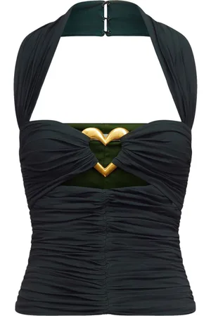 AREA Heart ruched halter top