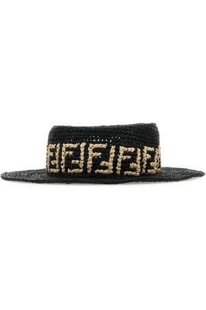 Fendi Monogram-pattern raffia hat