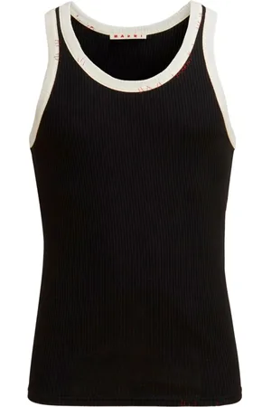 Marni Contrast-trim fine-ribbed tank top