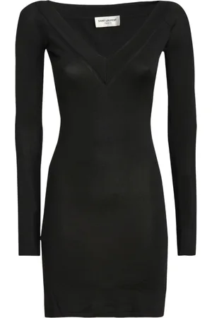 Saint Laurent Fine-knit V-neck minidress