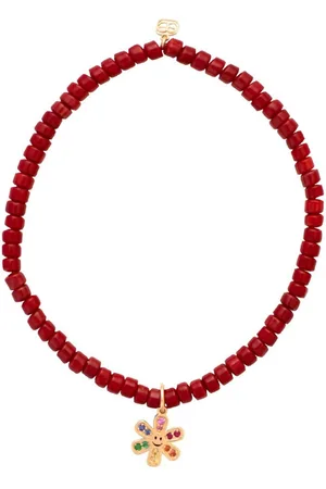 Sydney Evan 14kt yellow Daisy Happy Face-charm heishi bracelet