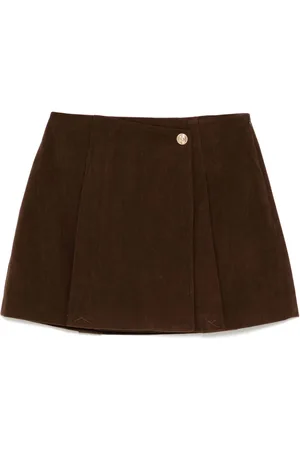 B+AB Logo embossed button A-line skirt