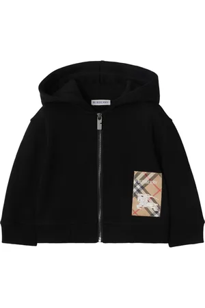 Burberry Check-print logo-patch zip-up hoodie