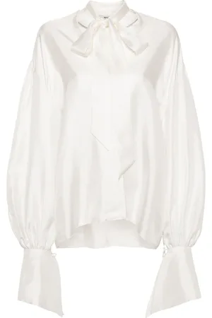 MANURI Gathered silk blouse