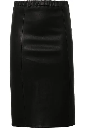 arma leder Leather midi skirt