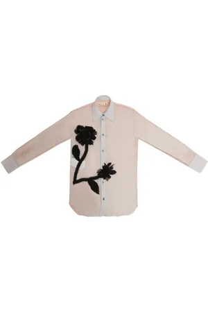 Marni Floral-tulle-applique silk shirt