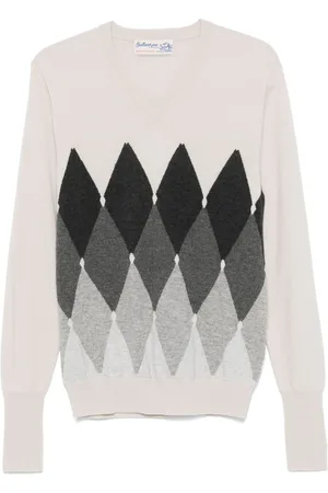 BALLANTYNE Diamond-pattern V-neck sweater
