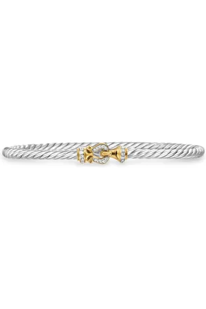 David Yurman 18kt yellow gold and sterling Buckle Classic Cable diamond bracelet (3mm)