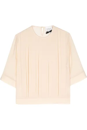 Edward Achour Paris Pleated half-sleeve top