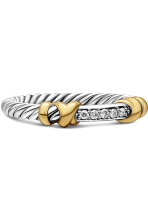 David Yurman 18kt yellow gold and sterling Petite Helena Wrap diamond ring (4mm)