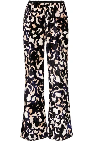 FORTE FORTE Abstract-print crushed-velvet trousers
