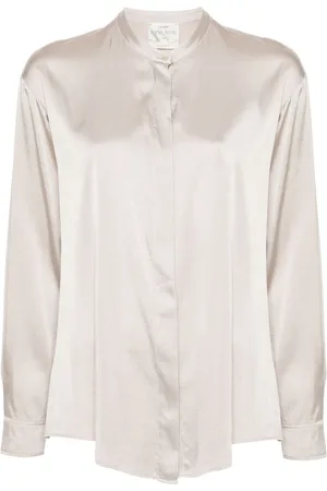 FORTE FORTE Band-collar satin shirt