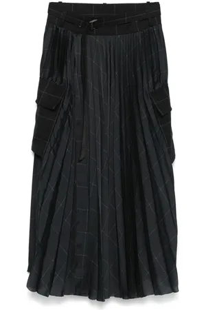 SACAI Windowpane-print maxi skirt