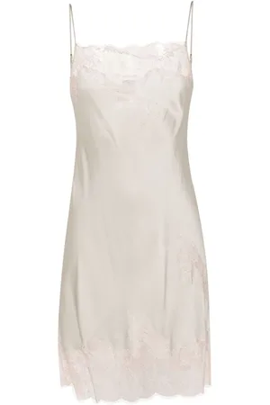 CARINE GILSON Calais-Caudry lace-trim silk slip dress