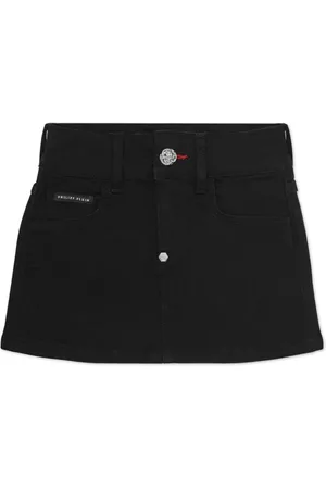 Philipp Plein Logo-patch denim skirt