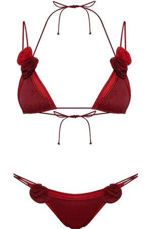 Oseree Rose-appliqué bikini
