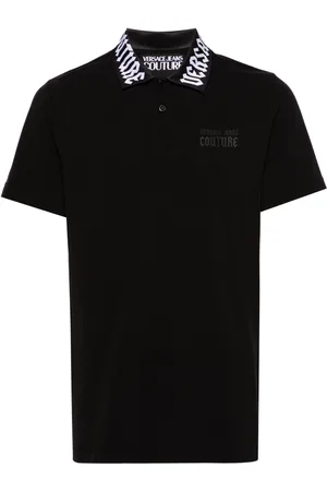 VERSACE Logo-collar piqué polo shirt