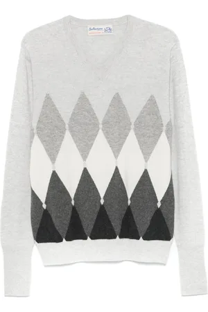 BALLANTYNE Diamond-pattern V-neck sweater