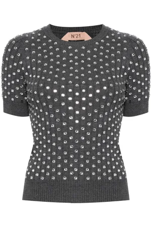 Nº21 Crystal-embellished wool sweater