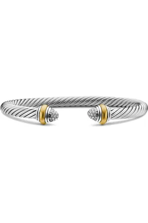 David Yurman 14kt yellow gold and sterling Classic Cable diamond bracelet (5mm)