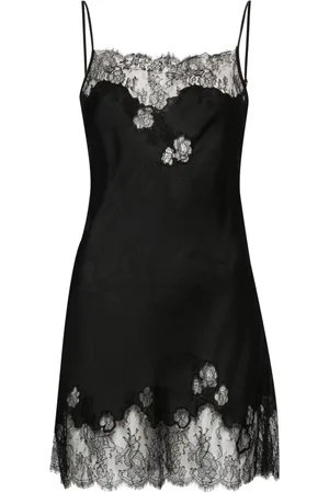CARINE GILSON Lace-trim silk slip dress