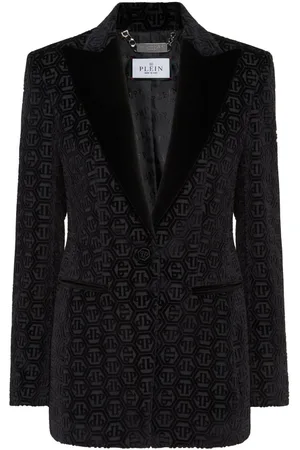 Philipp Plein Monogram velvet single breasted blazer