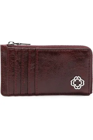 Maje Crackled-leather card holder