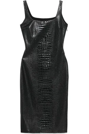 CHIARA BONI Embossed crocodile-effect midi dress