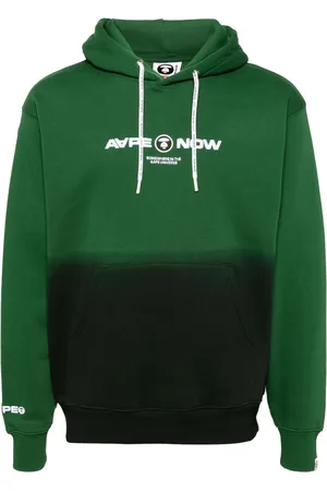 A Bathing Ape Logo-embroidered long-sleeved hoodie