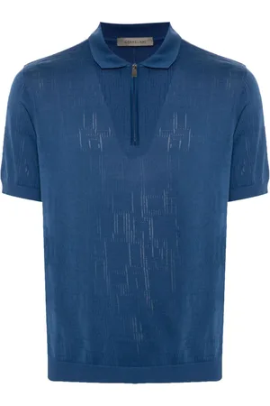 corneliani Patterned-jacquard polo shirt