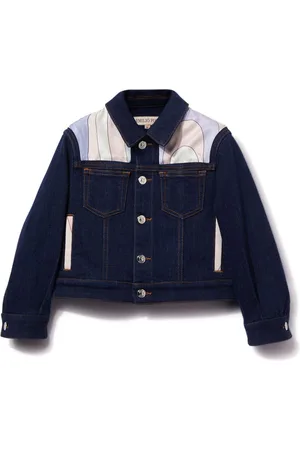 PUCCI Junior Marmo-print denim jacket