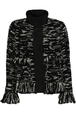 SACAI Fringed-edge knitted jacket