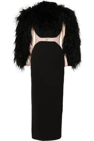 LOULOU Feather-trim maxi dress