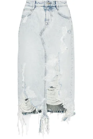 JNBY Lace patchwork denim long skirt