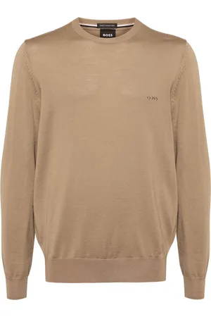 HUGO BOSS Logo-embroidered virgin wool jumper