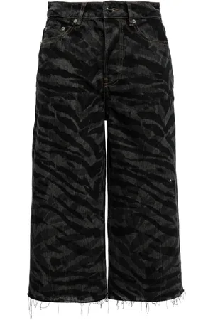 Ganni Zebra-print denim shorts