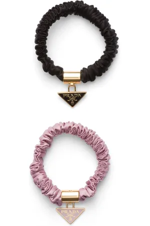 Prada Logo-charm satin hair tie (set of two)