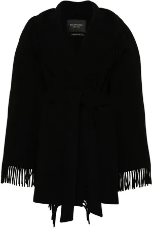 Balenciaga Fringed-edge hooded cardi-coat