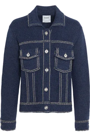 Barrie Contrast-stitch knitted jacket